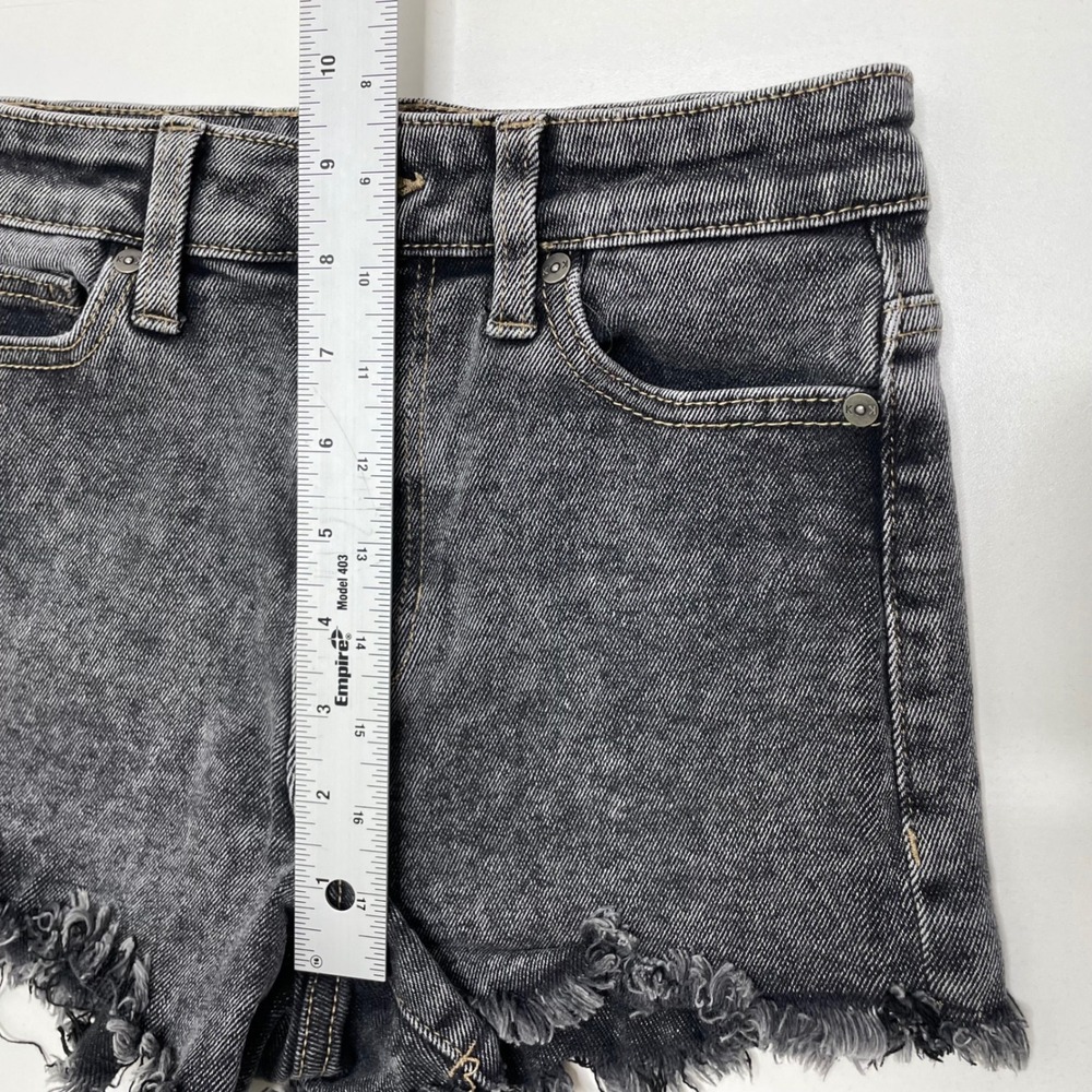 Kendall + Kylie The Drifter High Rise Acid Wash Black Denim Shorts 0/24 Cowgirl - Picture 11 of 12